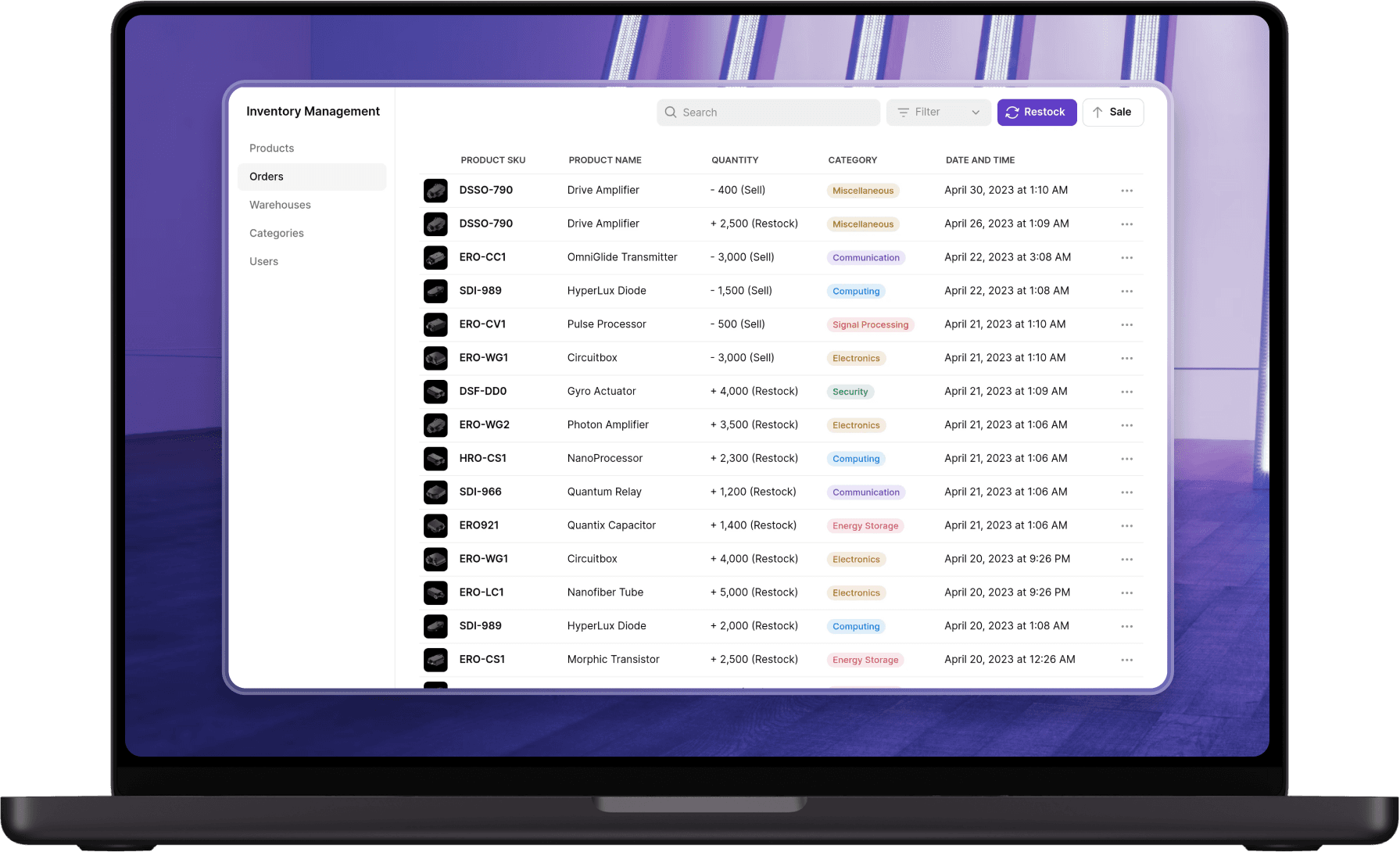 Inventory template by Glide