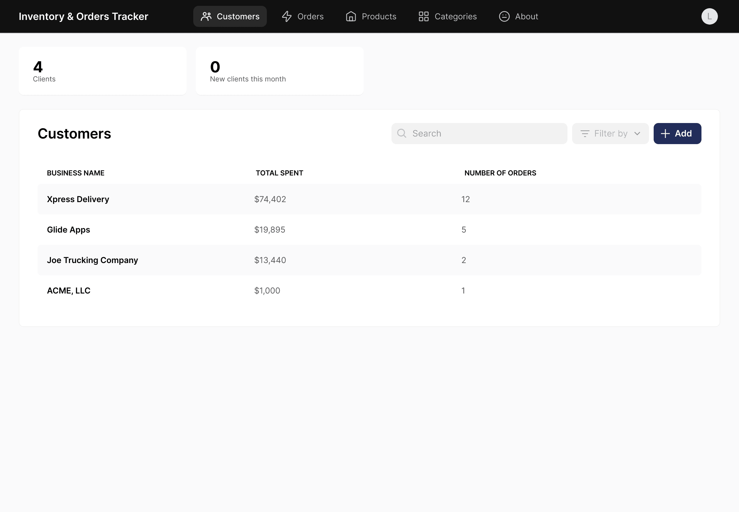 Inventory & Orders Tracker