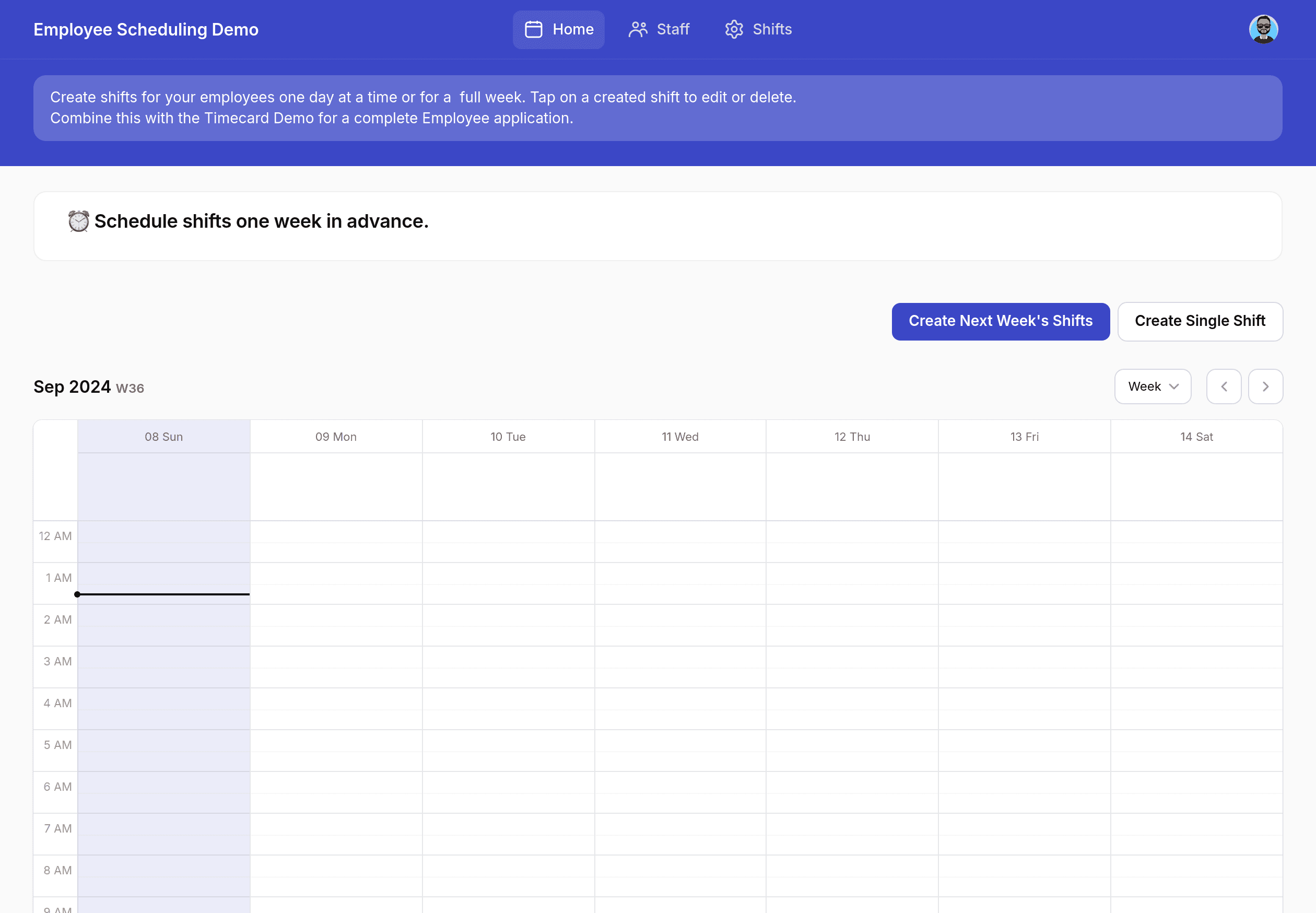 Employee Scheduling Demo Template