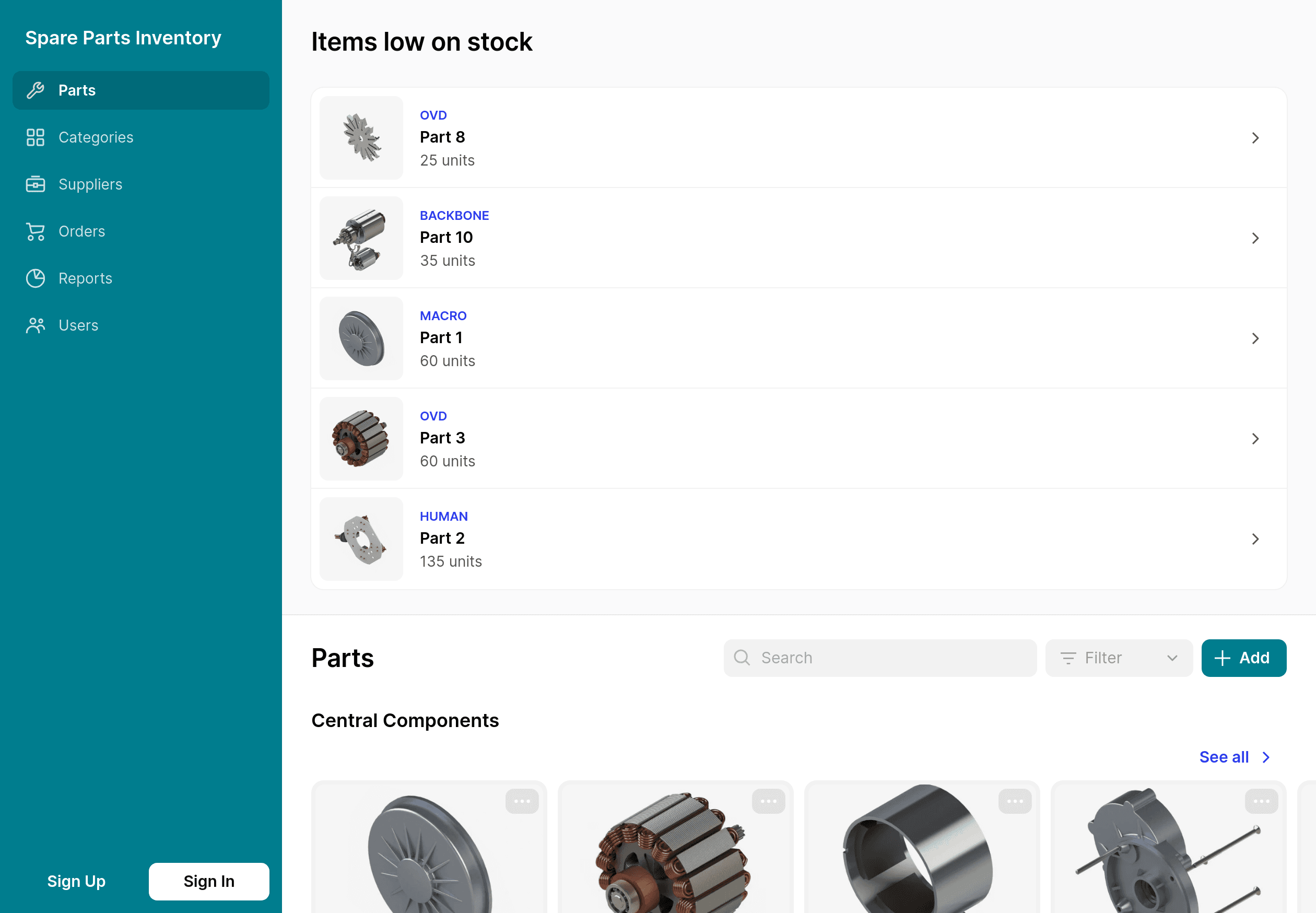 Spare Parts Inventory Template