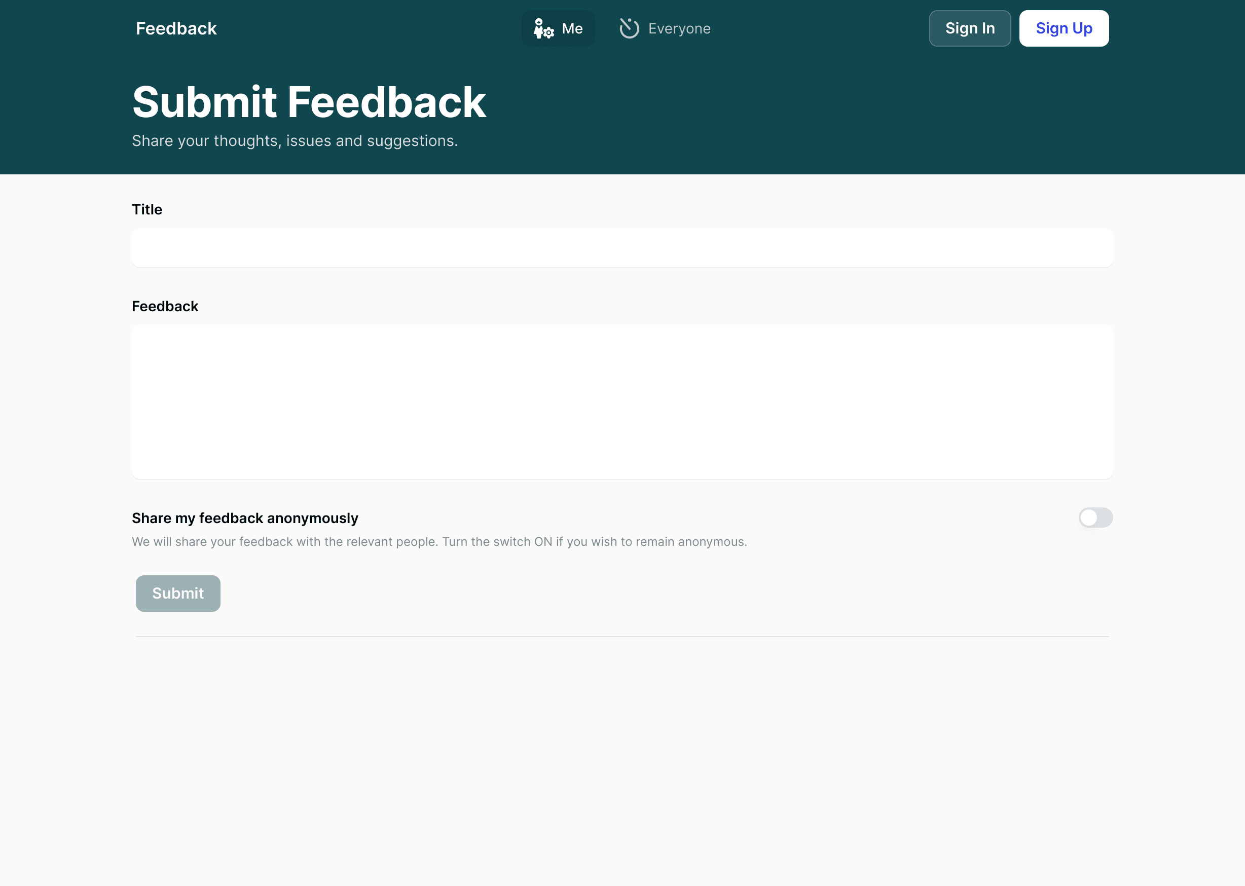 Internal Feedback Template