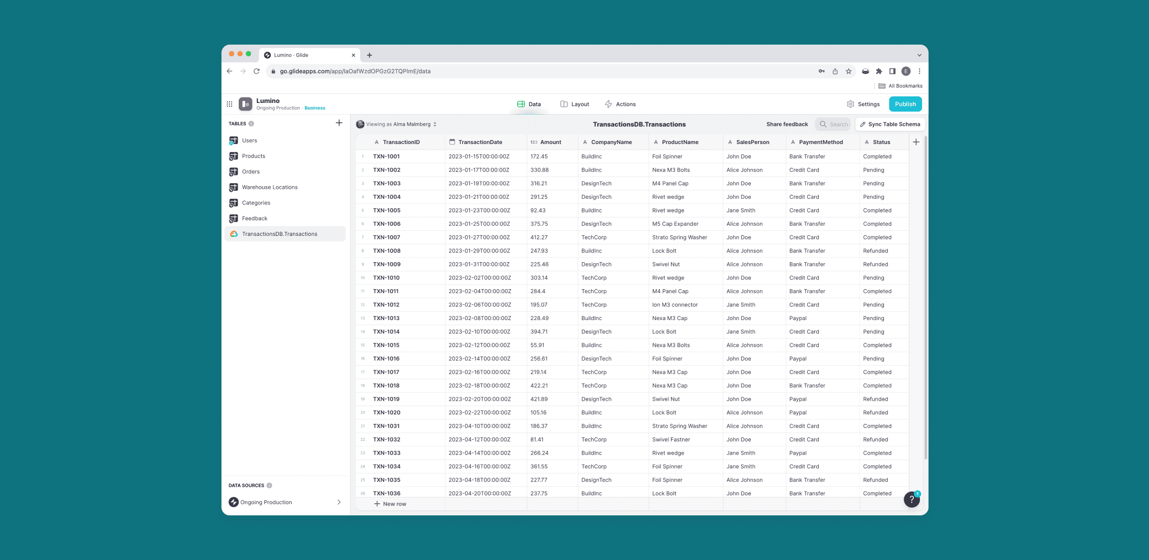 Once connected, you can link an entire dataset to create a read-and-write table in Glide or query your data to create a read-only table.