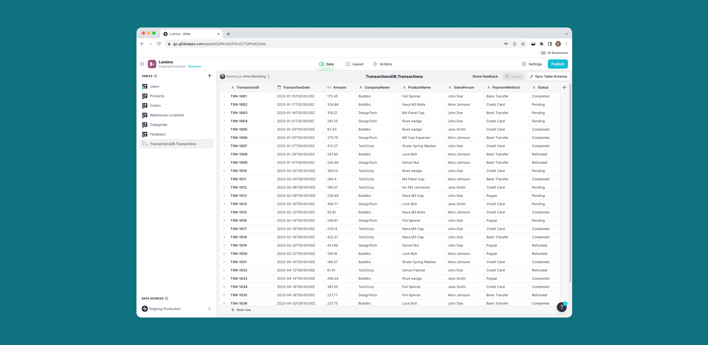 Once connected, you can link an entire dataset to create a read-and-write table in Glide or query your data to create a read-only table. 